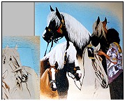 Wandmalerei. Making of ... Pferde Koppel Pferdehof. Fassade Wandgemälde Hauswand. Wandmalerei Evelina Iacubino