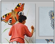Wandmalerei. Making of ... Schmetterlingswiese. Fassade Wandgemälde Hauswand. Wandmalerei Evelina Iacubino